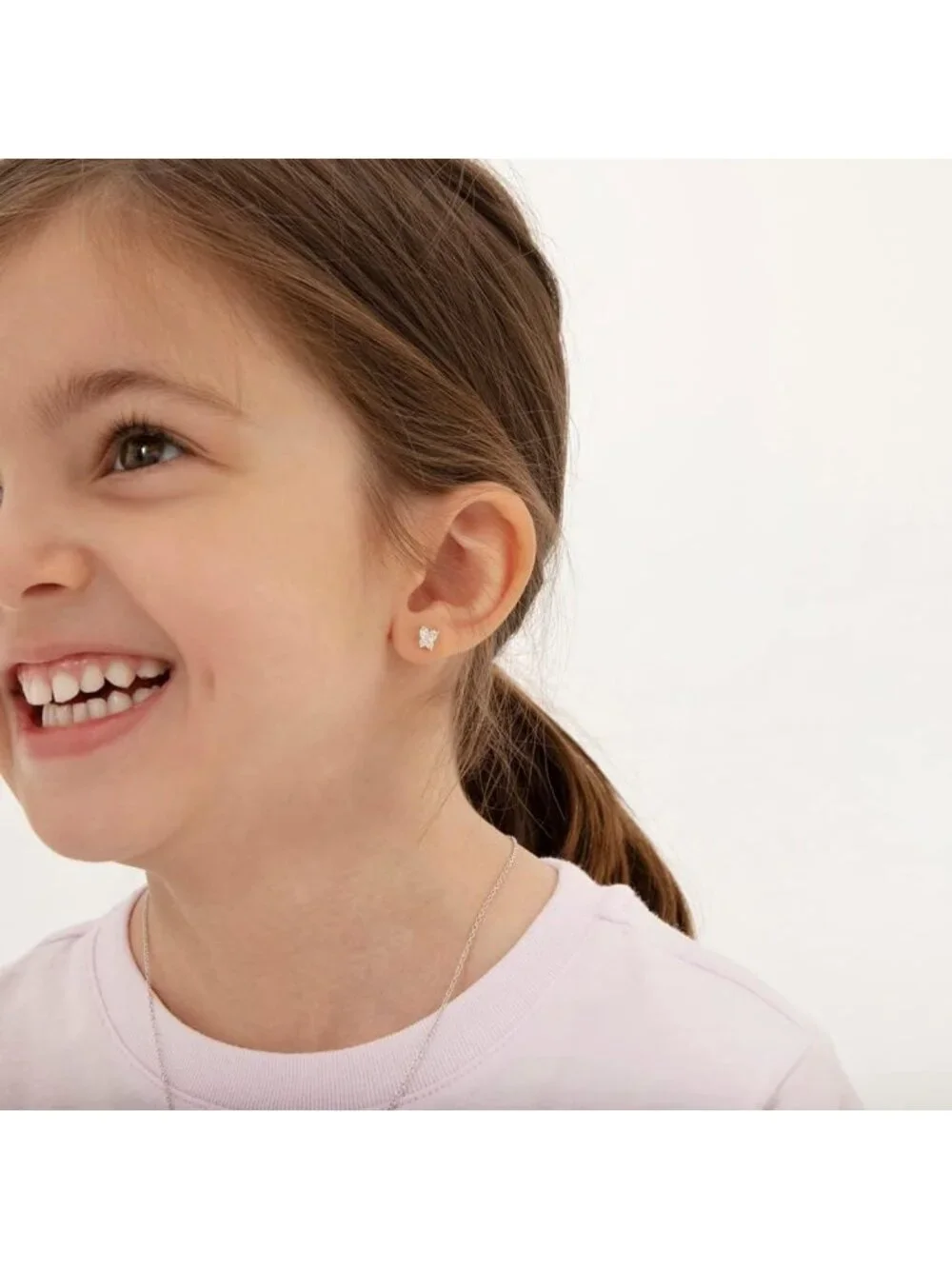 Elegant 5mm Cubic Zirconia Butterfly Earrings for Toddlers & Girls - 925 Silver
